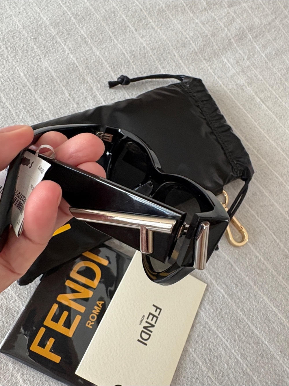 Fendi Black with Silver Hardware and Logo Pouch - Picture 3 of 6